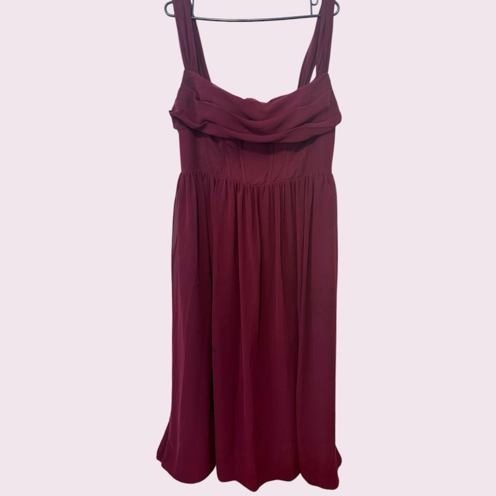 Azazie barbie Burgundy A-Line Corset Chiffon Dress